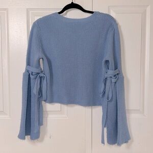 UO Urban Outfitters Light Blue Knit Sweater with Tie-Up Bell Sleeves